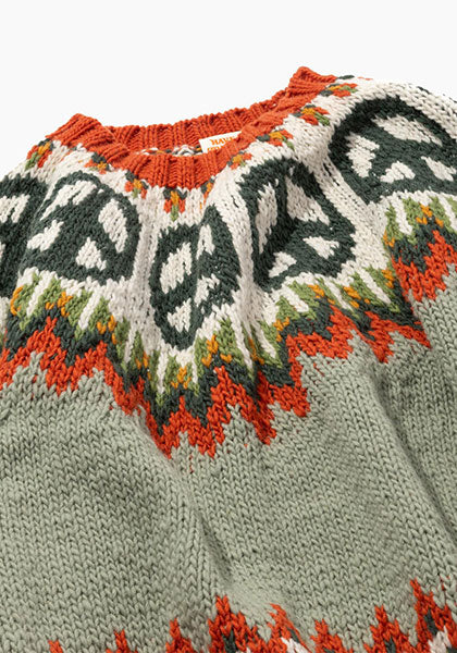 HAVE A GRATEFUL DAY ハブ ア グレイトフル デイ | PEACE PATTERN WOOL KNIT CREW カラー : SAGE GREEN