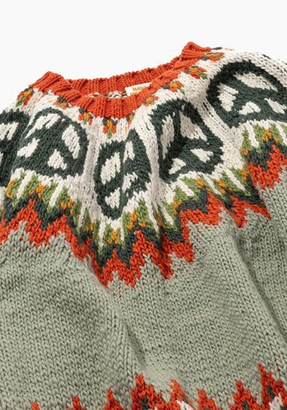 HAVE A GRATEFUL DAY ハブ ア グレイトフル デイ | PEACE PATTERN WOOL KNIT CREW カラー : SAGE GREEN