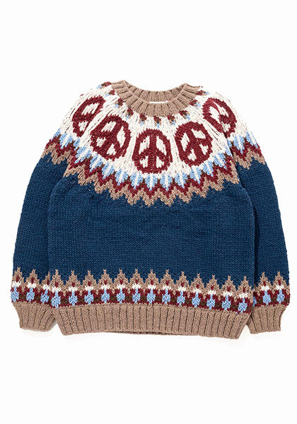 HAVE A GRATEFUL DAY ハブ ア グレイトフル デイ | PEACE PATTERN WOOL KNIT CREW カラー : NAVY