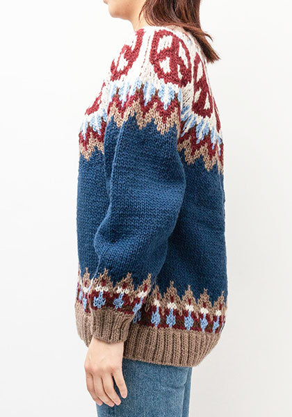 HAVE A GRATEFUL DAY ハブ ア グレイトフル デイ | PEACE PATTERN WOOL KNIT CREW カラー : NAVY