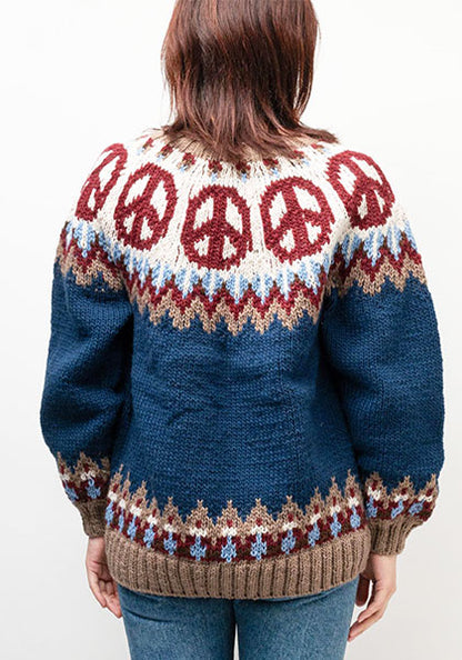 HAVE A GRATEFUL DAY ハブ ア グレイトフル デイ | PEACE PATTERN WOOL KNIT CREW カラー : NAVY