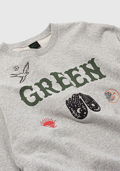 GOHEMP ゴーヘンプ | GREEN CREW SWEAT カラー:ASH HEATHER