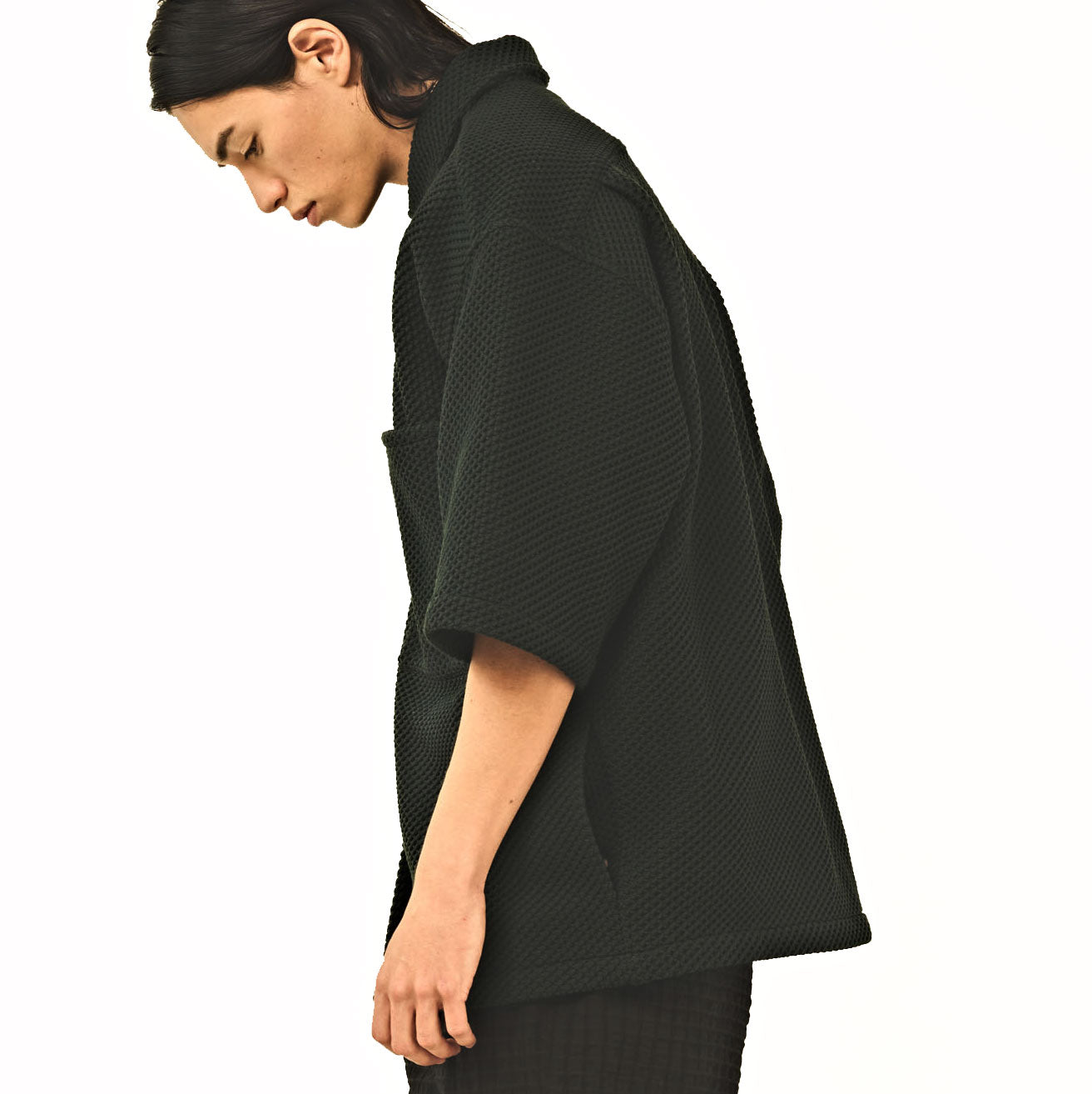 KELEN ケレン | OPEN COLLAR MESH SHIRT JKT / 開襟シャツジャケット カラー:ブラック