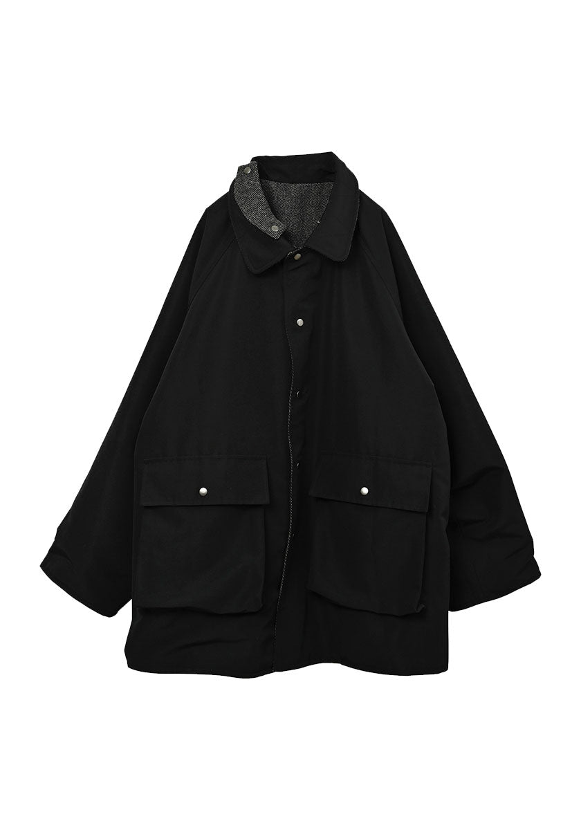KELEN ケレン | REVERSIBLE CHECK COAT / リバーシブルチェックコート [CHARCOAL]